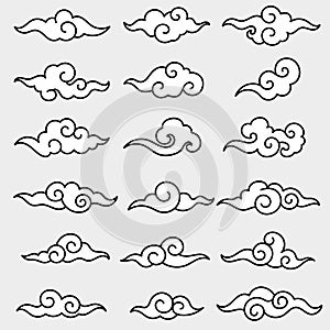 chinese style cloud set,vector illustration