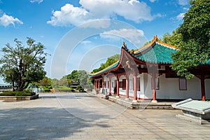 Chinese-style historical buildings in the park