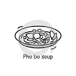 Chinese style soup icon. Asian hot and sour stew simple vector illustration