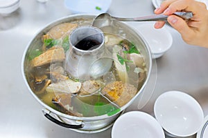 Chinese style taro and tofu mix soup
