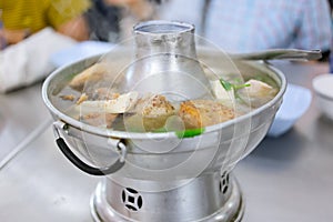 Chinese style taro and tofu mix soup hot pot