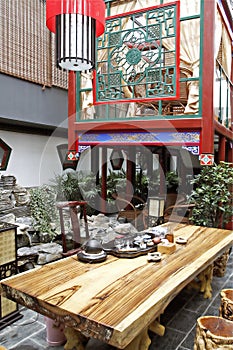 Chinese-style teahouse.