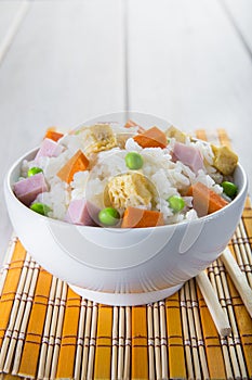 Chinese style three delights rice