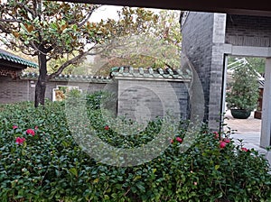 Chinese style villa courtyard
