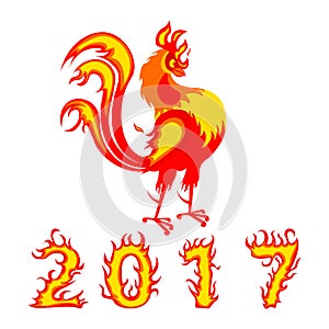 Chinese symbol 2017 Rooster bird .