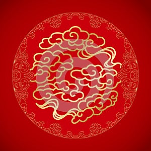 Chinese symbol luck Clouds on red background