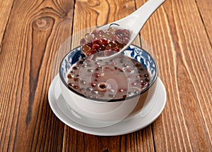 Chinese syrup of red bean & sago with shredded coconut