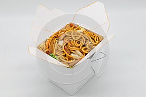 Roast Pork Lo Mein in a Chinese Takeout Box