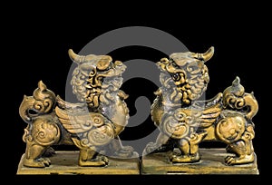 Chinese talisman figurine black background