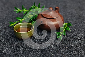 Chinese tea ceremony Asian top view copy space morning energy