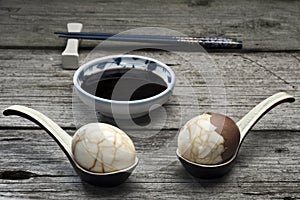 Chinese tea eggs with soy sauce