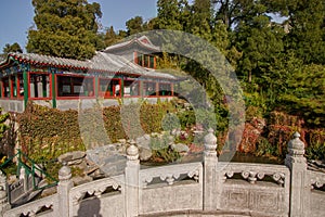 A Chinese Tea House set upon a pond, Beihai, Beijing, China