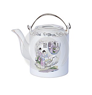 Chinese tea pot on white