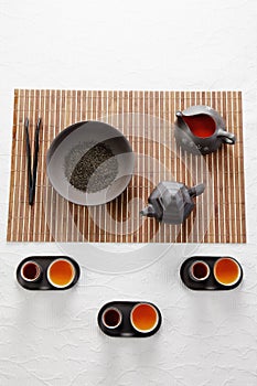 Chinese tea set. Decorative background design