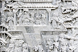 Chinese Temple Bass-Relief