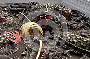 Chinese temple dragon sculpture detail