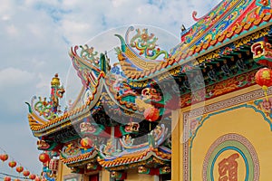 Chinese temple interior and exterior