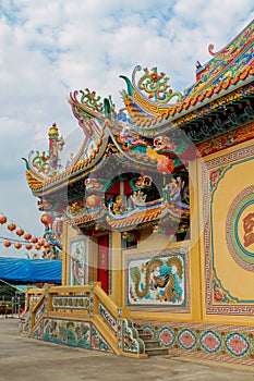 Chinese temple interior and exterior