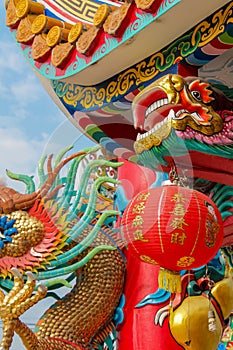 Chinese temple interior and exterior