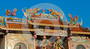 Chinese temple interior and exterior