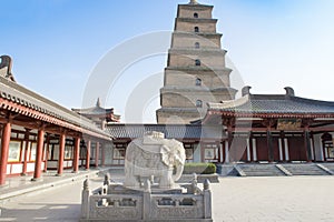 Chinese Temple and Pagoda in Xian or Xi'an, China