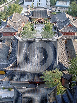 Chinese temple rooftop view
