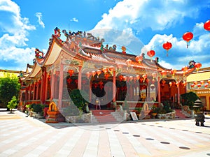 Chinese Temple in Thailand against blue sky