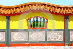Chinese temple window view photo