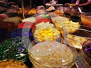 The Chinese Thai homemade street food traditional local colorful dessert sweet
