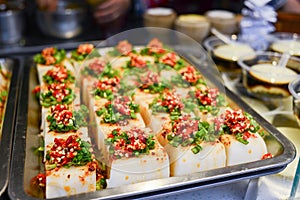 Chinese tofu food with red pepper