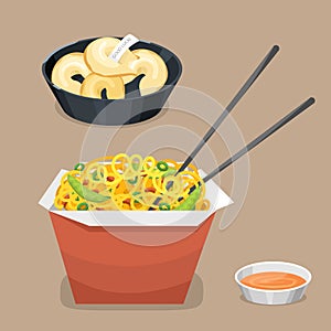 Chinese tradition food dish delicious cuisine asia dinner meal china lunch cooked vector illustration