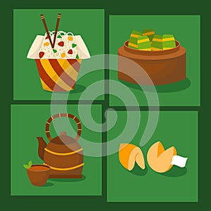 Chinese cuisine tradition food dish delicious asia dinner meal china lunch cooked vector illustration