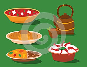 Chinese cuisine tradition food dish delicious asia dinner meal china lunch cooked vector illustration