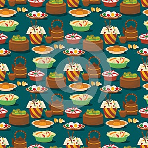 Chinese cuisine tradition food dish delicious asia dinner meal china lunch cooked seamless pattern background vector