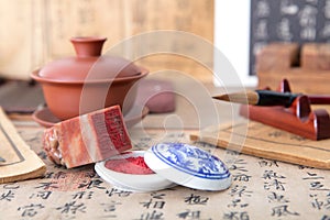 Chinese traditional art calligraphy and seal cutting related items