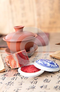 Chinese traditional art calligraphy and seal cutting related items