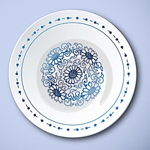 Chinese Traditional Blue And White Porcelain, Daisy Pattern