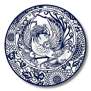 Chinese Traditional Blue And White Porcelain, Phoenix