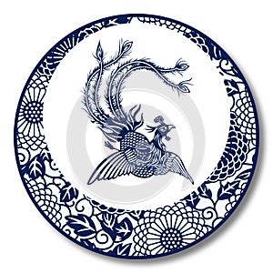 Chinese Traditional Blue And White Porcelain, Phoenix