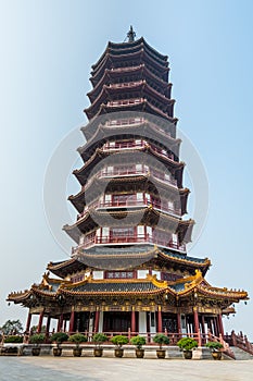 A Chinese traditional Buddha tower in the Putuoshan, Zhoushan Islands,  a renowned site in Chinese bodhimanda of the bodhisattva