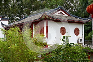 Chinese traditional classical lotus pond garden and architectural landscape