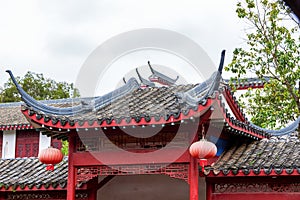 Chinese traditional classical lotus pond garden and architectural landscape