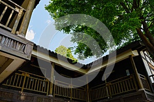 Chinese traditional dwelling building in sunny spring morning