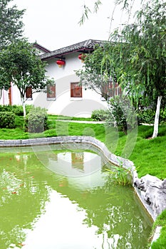 Chinese traditional house with pool