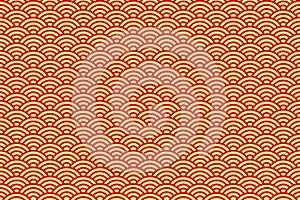 Chinese traditional oriental ornament background, red golden clouds pattern seamless