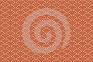 Chinese traditional oriental ornament background, red golden clouds vector pattern seamless