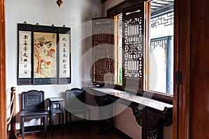 Chinese Traditional study room, featuring classical Chinese study and calligraphy room