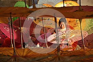 Chinese umbrella factory workers