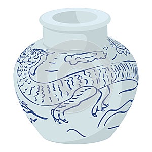 Chinese vase icon, cartoon style