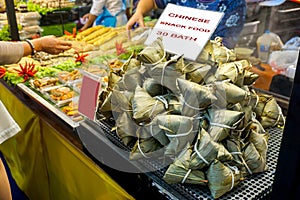 Chinese vegan snack food `Ba-jang` sell in food market for Chinese new year.